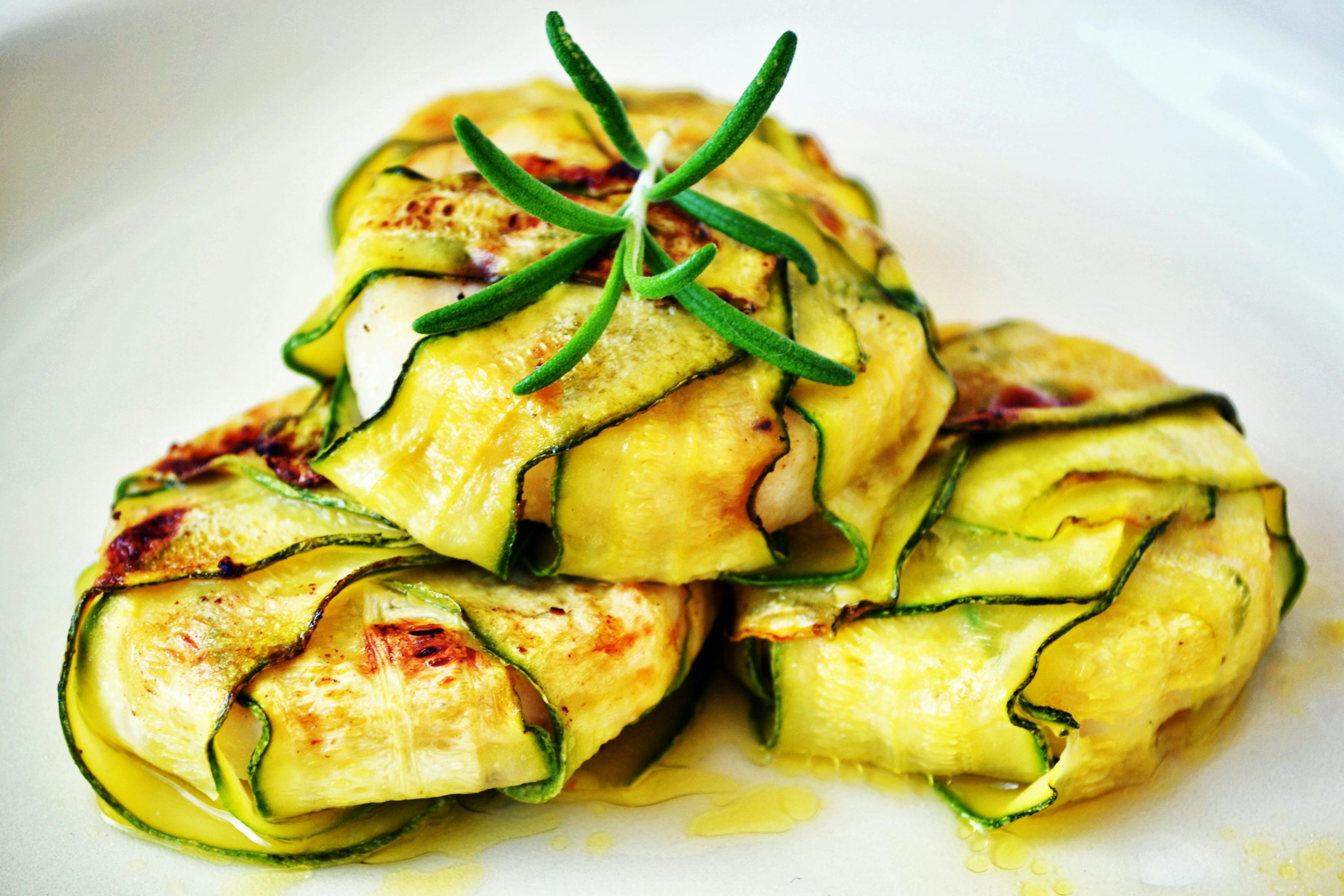 Grilled courgette ribbons